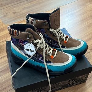 Inkkas Brown and Teal Combat Boots